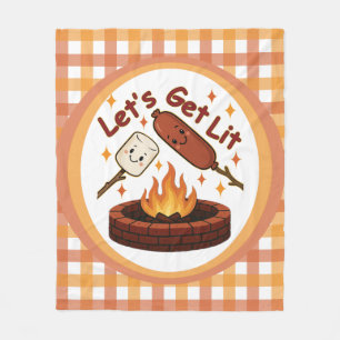 Let’s Get Lit Firepit – Cute Marshmallow & Hot Dog Fleece Blanket
