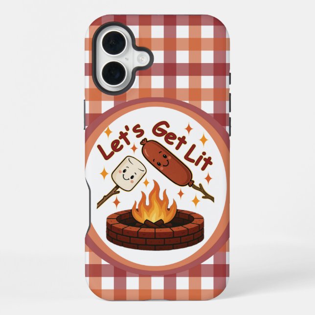 Let’s Get Lit Firepit – Cute Marshmallow & Hot Dog iPhone Case (Back)