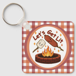 Let’s Get Lit Firepit – Cute Marshmallow & Hot Dog Key Ring