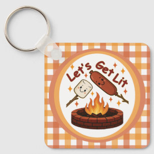 Let’s Get Lit Firepit – Cute Marshmallow & Hot Dog Key Ring