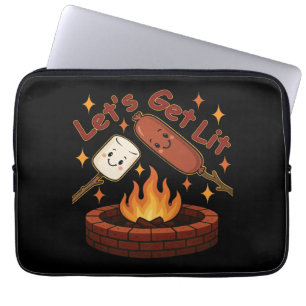 Let’s Get Lit Firepit – Cute Marshmallow & Hot Dog Laptop Sleeve