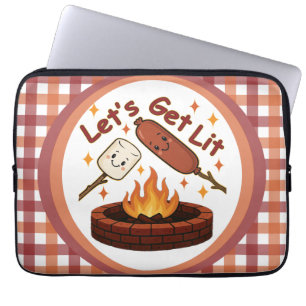 Let’s Get Lit Firepit – Cute Marshmallow & Hot Dog Laptop Sleeve
