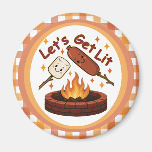 Let’s Get Lit Firepit – Cute Marshmallow & Hot Dog Magnet