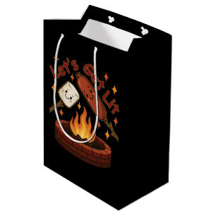 Let’s Get Lit Firepit – Cute Marshmallow & Hot Dog Medium Gift Bag
