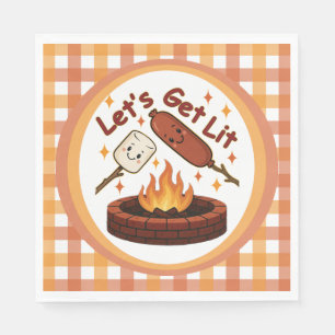 Let’s Get Lit Firepit – Cute Marshmallow & Hot Dog Napkin