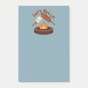 Let’s Get Lit Firepit – Cute Marshmallow & Hot Dog Post-it Notes