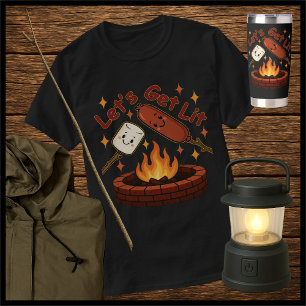 Let’s Get Lit Firepit – Cute Marshmallow & Hot Dog T-Shirt