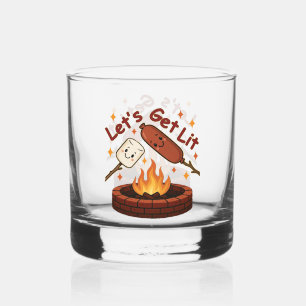 Let’s Get Lit Firepit – Cute Marshmallow & Hot Dog Whiskey Glass