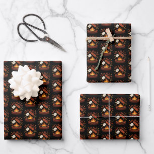 Let’s Get Lit Firepit – Cute Marshmallow & Hot Dog Wrapping Paper Sheet