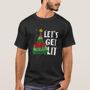 Let s Get Lit Funny Christmas Drinking Xmas Men Wo T-Shirt