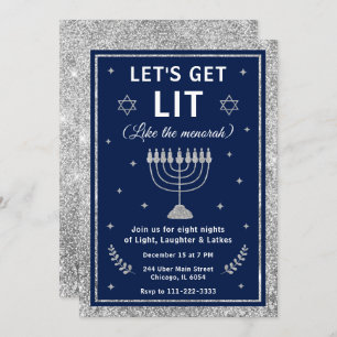 Let’s Get Lit Hanukkah Party Invitation