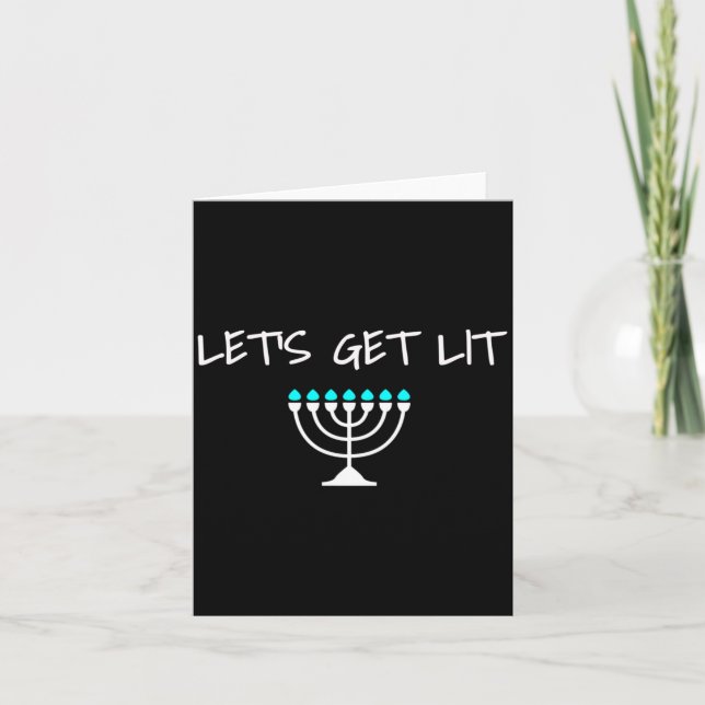 Let S Get Lit Jewish Hanukkah Menorah Chanukkah  Card (Front)