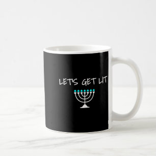 Let S Get Lit Jewish Hanukkah Menorah Chanukkah Coffee Mug