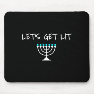 Let S Get Lit Jewish Hanukkah Menorah Chanukkah Mouse Mat