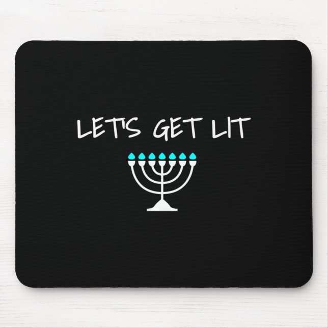 Let S Get Lit Jewish Hanukkah Menorah Chanukkah  Mouse Mat (Front)
