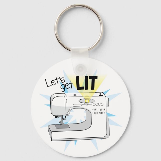 Let’s Get Lit Sewing Machine Keychain (Front)