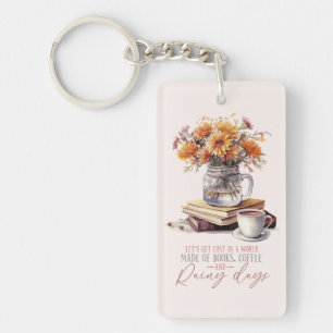 Let’s Get Lost – Books, Coffee & Rain Rustic Key Ring