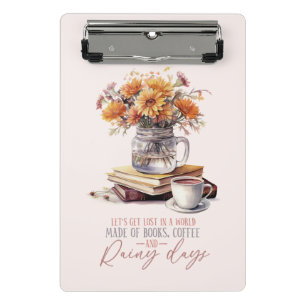 Let’s Get Lost – Books, Coffee & Rain Rustic Mini Clipboard