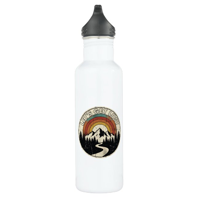 Let’s Get Lost Retro Mountain Adventure Outdoor 710 Ml Water Bottle (Right)
