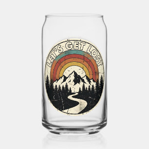 Let’s Get Lost Retro Mountain Adventure Outdoor Can Glass