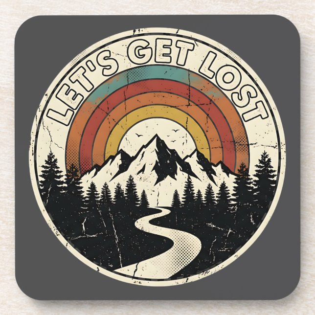 Let’s Get Lost Retro Mountain Adventure Outdoor Coaster (Front)