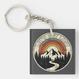 Let’s Get Lost Retro Mountain Adventure Outdoor Key Ring