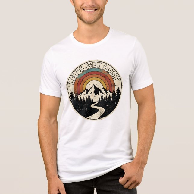 Let’s Get Lost Retro Mountain Adventure Outdoor Tri-Blend Shirt (Front)