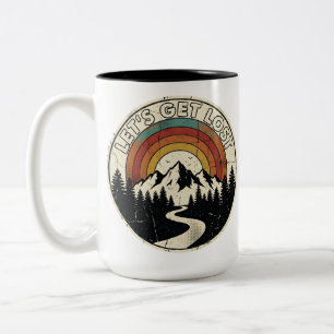 Let’s Get Lost Retro Mountain Adventure Outdoor Two-Tone Coffee Mug