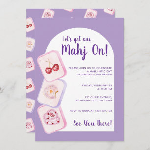 Let’s Get Our Mahj On Purple Galentine’s Day Invitation