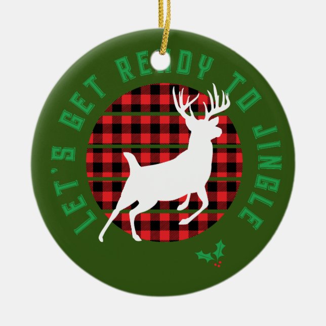 “Let’s Get Ready to Jingle” Christmas Ceramic Tree Decoration (Front)