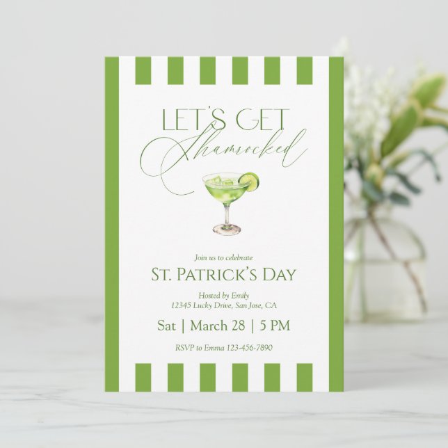 Let’s Get Shamrocked St Patrick’s Day Party Invitation (Standing Front)