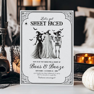 Let’s Get Sheet Faced Funny Adult Halloween Party Invitation
