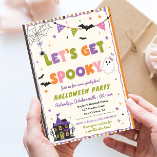 Let’s Get Spooky Colourful Whimsical Halloween Invitation