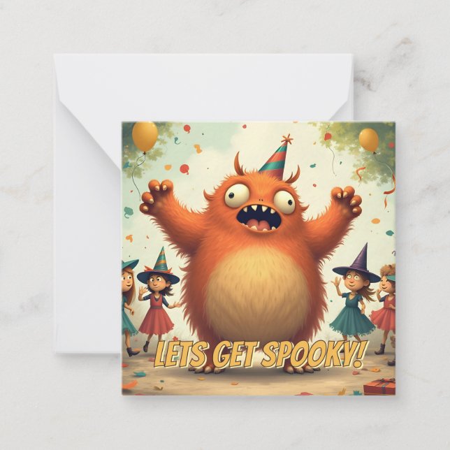 Let’s Get Spooky – Cute Monster Party Fun Card (Front)