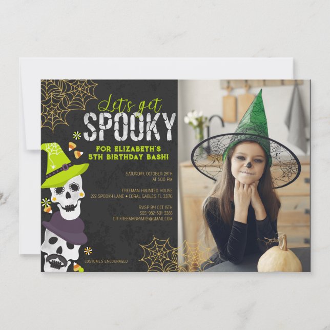 Let’s Get Spooky Halloween Photo Birthday Invite (Front)