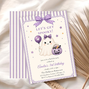 Let’s Get Spooky Purple Ghost Halloween Birthday Invitation