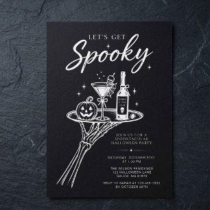 Let’s Get Spooky Skeleton Cocktail Halloween Party Invitation