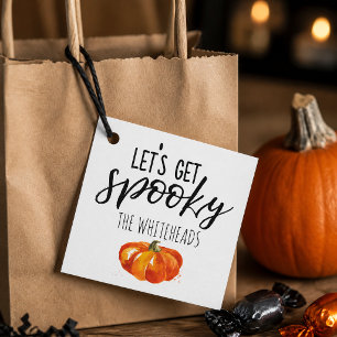 Let’s Get Spooky Watercolor Pumpkin Favour Tags