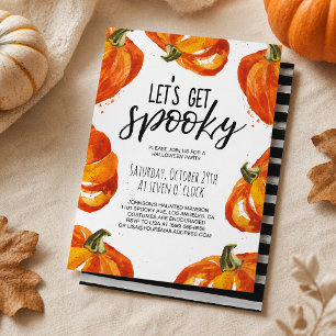 Let’s Get Spooky Watercolor Pumpkin Halloween Invitation