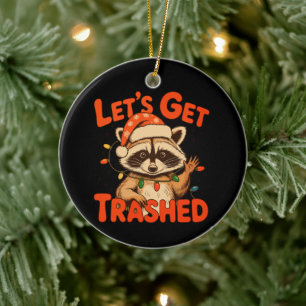 Let’s Get Trashed Christmas Racoon Feral Xmas Ceramic Tree Decoration