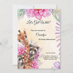 Let’s Get Wild! Kids Jungle Party Invitation Card