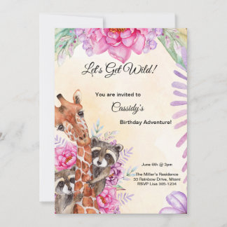 Let’s Get Wild! Kids Jungle Party Invitation Card