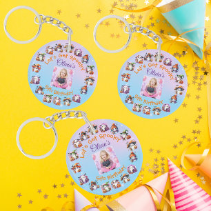 Let’s Gets Spooky Cute Ghost Birthday Photo Key Ring