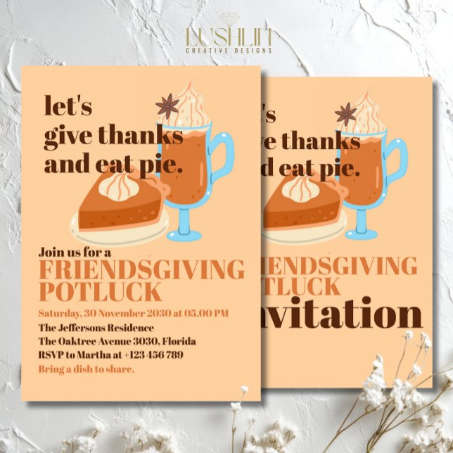 Let’s Give Thanks and Eat Pie Friendsgiving Invitation (Creator Uploaded)