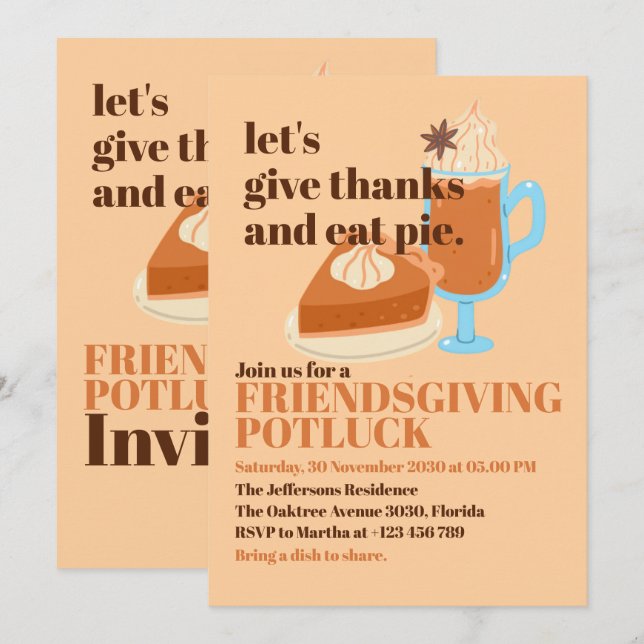 Let’s Give Thanks and Eat Pie Friendsgiving Invitation (Front/Back)