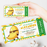 Let’s Go Bananas Fun Birthday Ticket Invitation<br><div class="desc">Throw a totally a-peel-ing birthday party with this hilarious and adorable banana-themed ticket-style invitation! Featuring a cheerful cartoon banana rocking sunglasses and the playful headline “Let’s Go Bananas!”, this design sets the stage for a fun, upbeat, and one-of-a-kind celebration. Styled like an “Admit One” ticket, this horizontal layout adds an...</div>