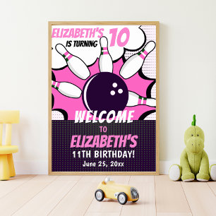 Let’s Go Bowling! Fun Bowling-Style Birthday Girl Poster