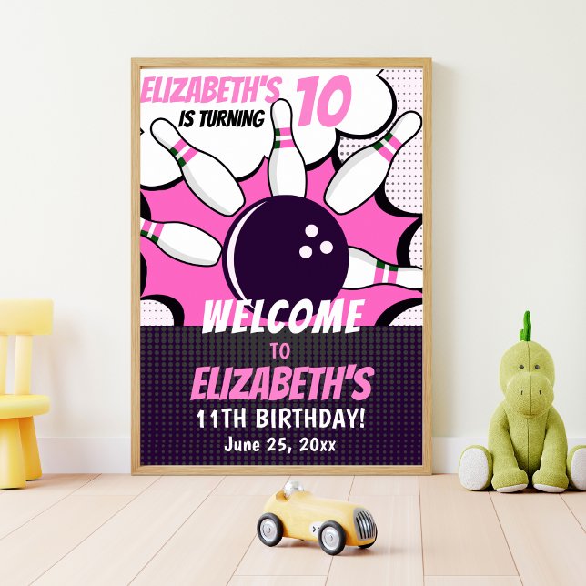 Let’s Go Bowling! Fun Bowling-Style Birthday Girl Poster (Creator Uploaded)