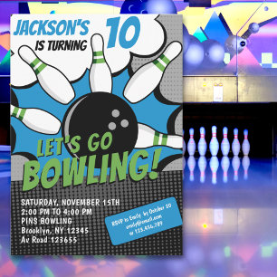 Let’s Go Bowling!  Fun Bowling-Style Birthday Kids Invitation