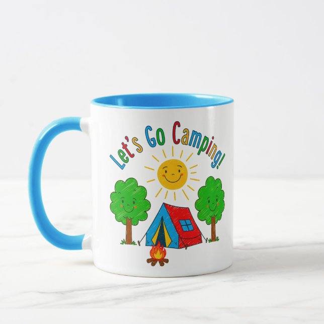 Let’s Go Camping Kids Drawing Design Mug (Left)
